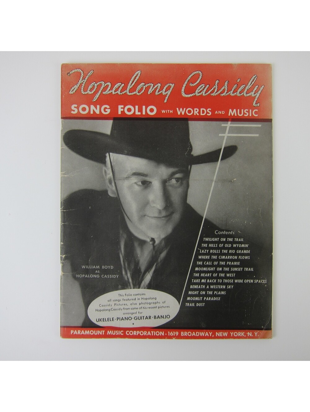 Hopalong Cassidy Song Book Folio Words & Music and Photographs Vintage 1940